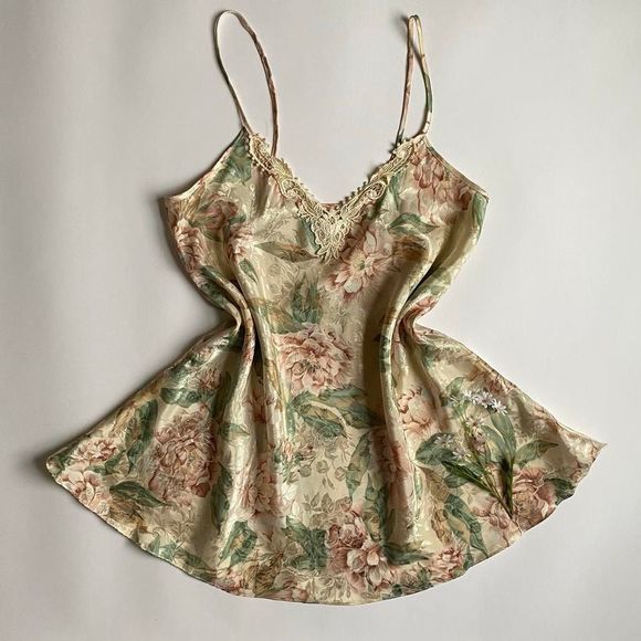 Vintage satin floral slip dress - Picture 1 of 8